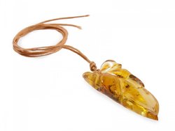 Pendant-figurine “Leaf” on a wax cord