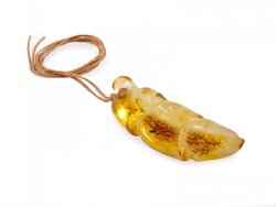 Pendant-figurine “Leaf” on a wax cord