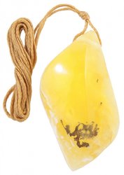 Figured amber pendant on a rope