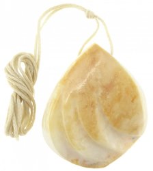 Figured amber pendant on a rope