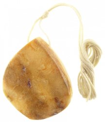 Figured amber pendant on a rope