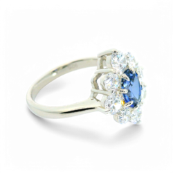 Artificial Sapphire and Diamond Ring