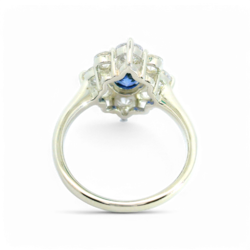 Artificial Sapphire and Diamond Ring
