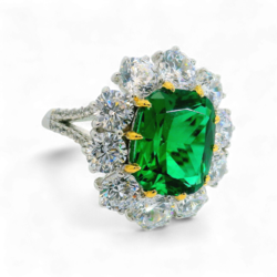 Artificial Emerald and Diamond Ring