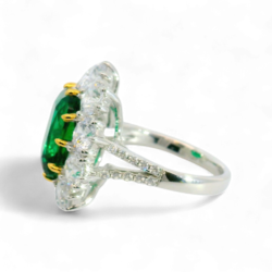Artificial Emerald and Diamond Ring