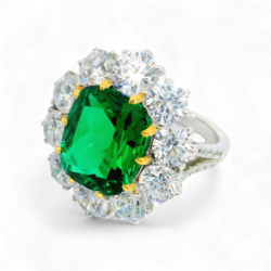 Artificial Emerald and Diamond Ring