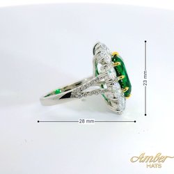 Artificial Emerald and Diamond Ring