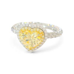 Heart-Shaped artificial Yellow Diamond Ring