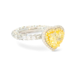 Heart-Shaped artificial Yellow Diamond Ring