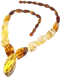 Bead necklace made of multi-colored amber