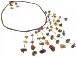 Amber stone beads on waxed thread