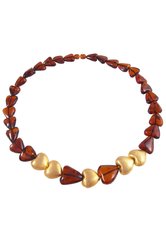 Heart beads with amber and decorative elements