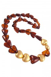 Heart beads with amber and decorative elements