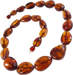 Beads made of large amber drop stones “Esthete”