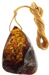 Figured amber pendant on a rope