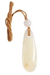 Elongated pendant with an amber ball