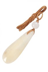 Elongated pendant with an amber ball