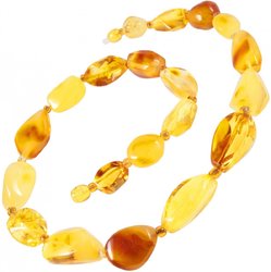 Beads made of polished multi-colored amber stones