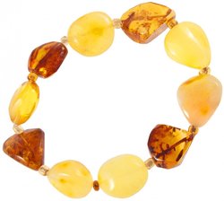 Bracelet made of polished multi-colored amber stones