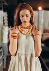 Beads made of polished honey amber stones