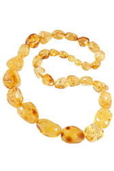 Beads made of light amber stones “Crumpled Cherry”