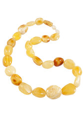 Beads made of light amber stones “Crumpled Cherry”