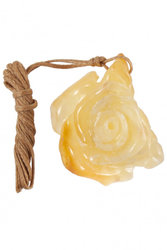 Amber pendant on a wax thread in the shape of a rose