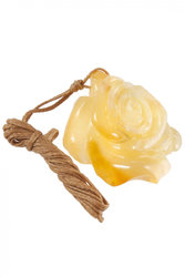 Amber pendant on a wax thread in the shape of a rose