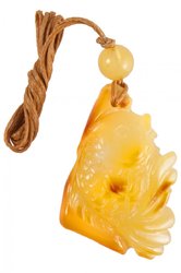 Amber pendant on waxed thread “Fish”