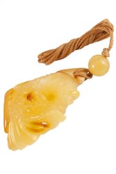 Amber pendant on waxed thread “Fish”