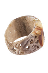 Ring made of deer antler and amber