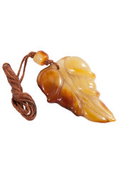 Carved amber pendant “Leaf”