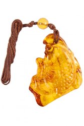 Pendant “Amber Fish” on wax thread