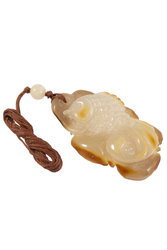 Pendant carved from amber stone “Fish”