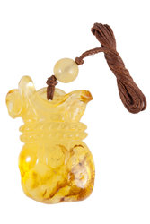 Carved amber pendant “Bag”