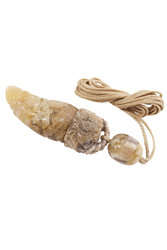 Amulet pendant made of deer horn and amber “Wolf Fang”