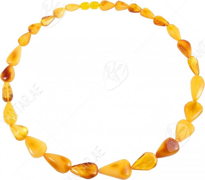 Beads made of drop-shaped amber stones