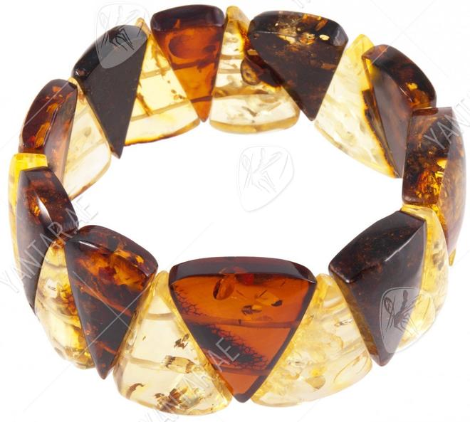 Bracelet with a combination of light and dark amber stones “Triumph”