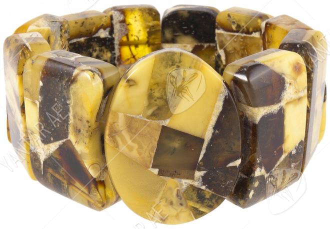 Mosaic bracelet made of amber plates