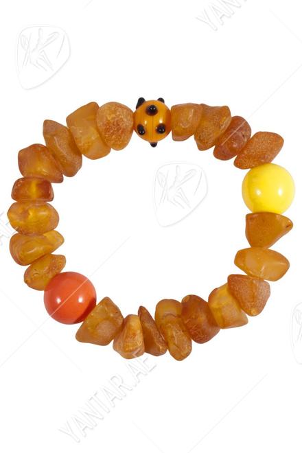 Amber bracelet with decorative balls (Indian ceramics)