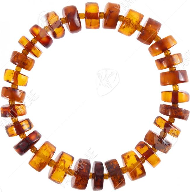 Bracelet made of cognac-colored amber donut stones