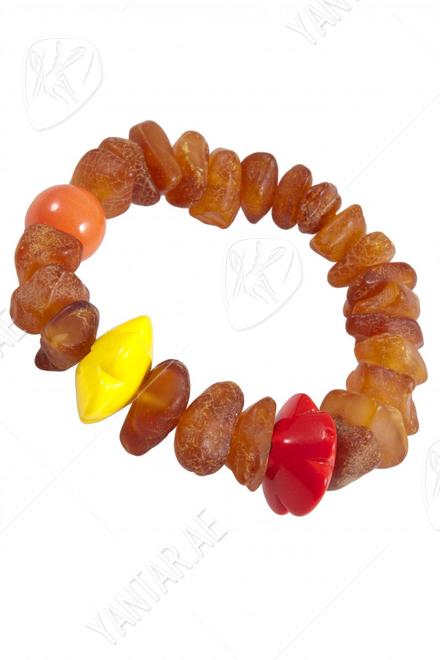 Amber bracelet with decorative inserts (Indian ceramics)