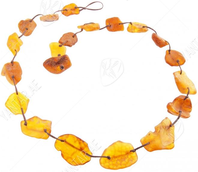 Beads-string made of polished amber stones