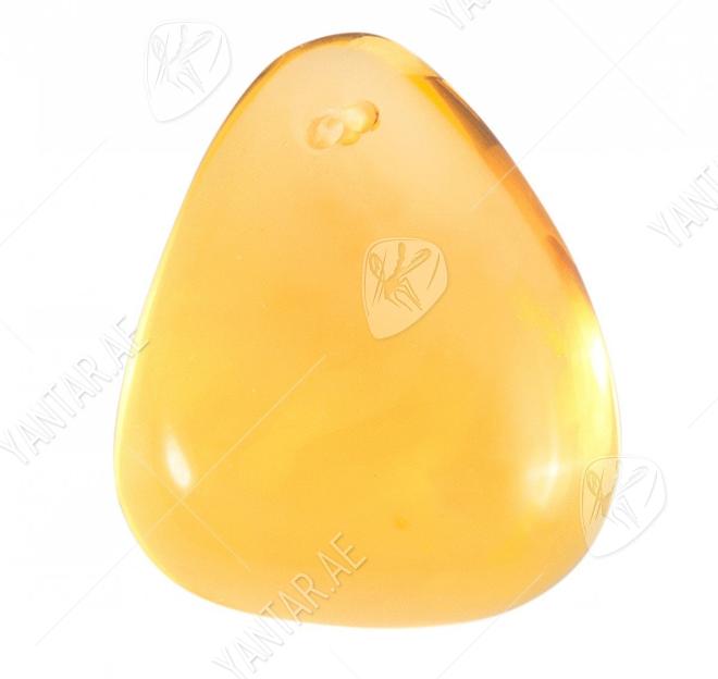 Pendant made of polished amber with a voluminous triangular shape