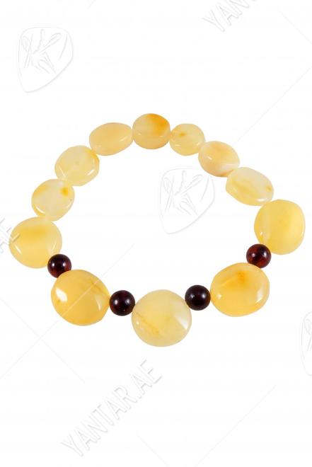 Amber bracelet with contrasting inserts-balls “Lollipops”