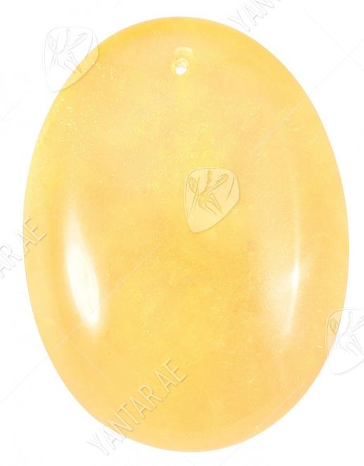 Pendant made of polished amber in a voluminous oval shape