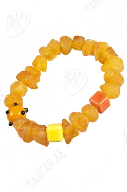 Amber bracelet with decorative inserts