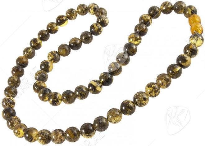 Beads made from greenish amber beads