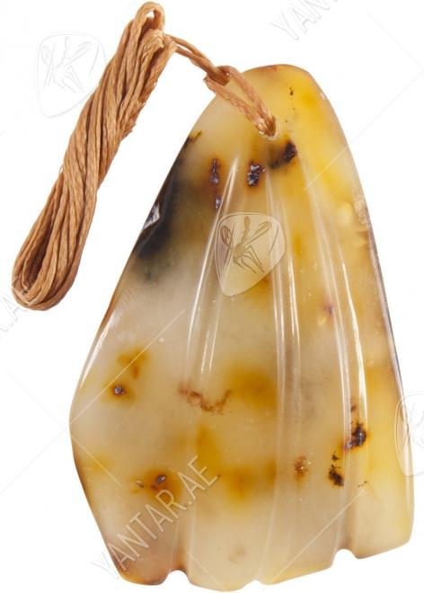 Figured amber pendant with impurities