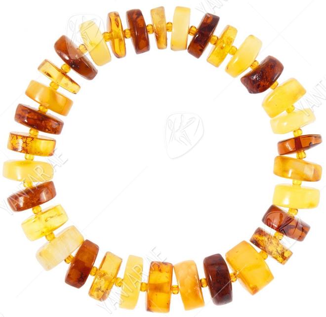 Bracelet made of multi-colored amber donut stones